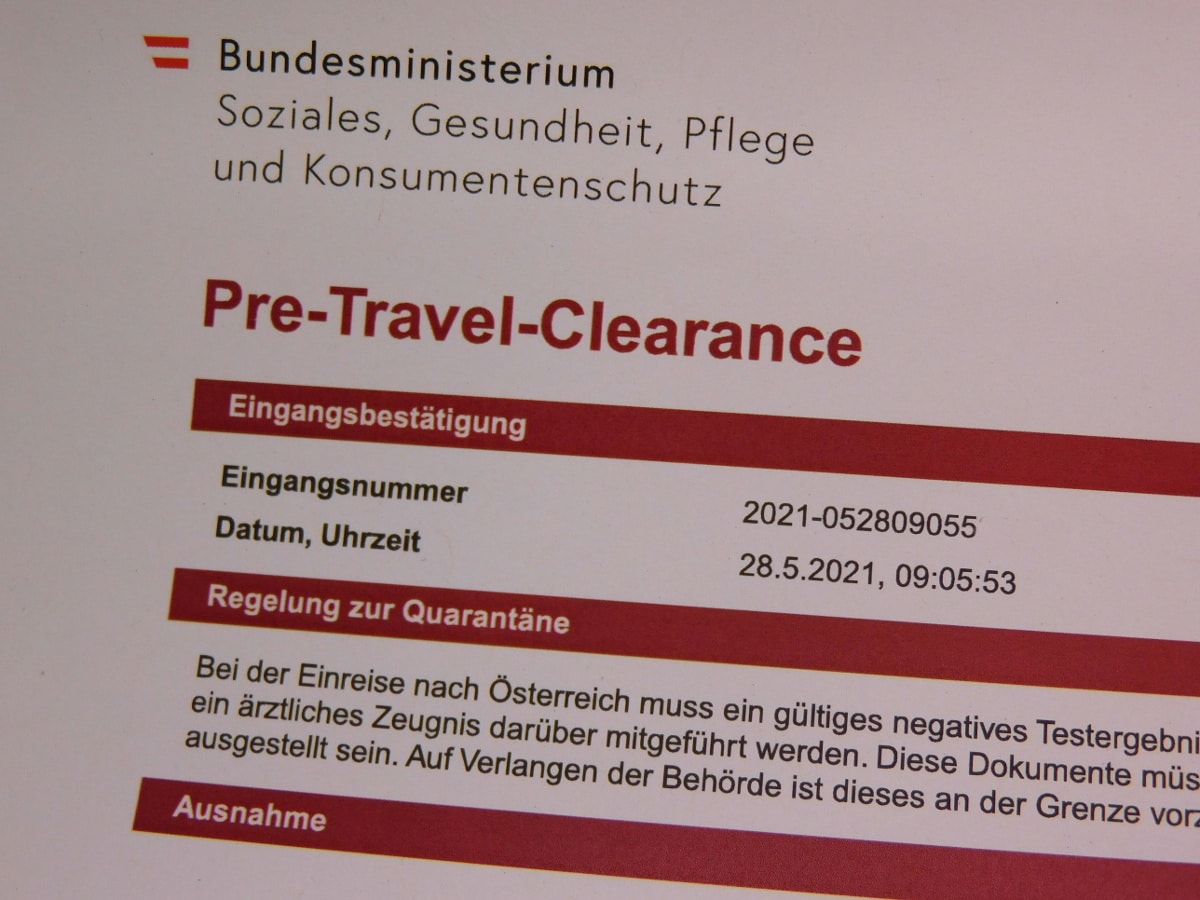 austria pre travel clearance