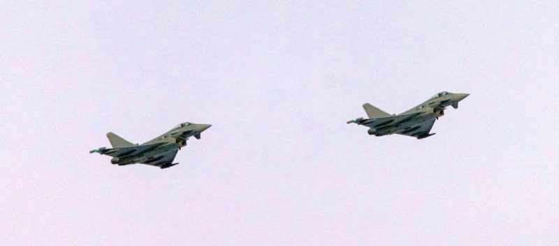 Two Eurofighters fly over Schladming (Photo: Bundesheer/ Daniel Trippolt).