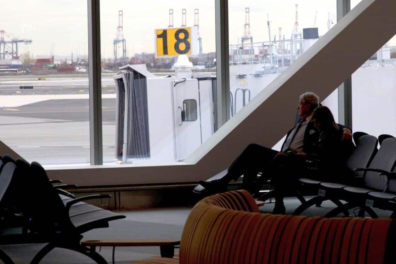 Traveler in the new Newark Terminal A (Photo: Newark Airport).