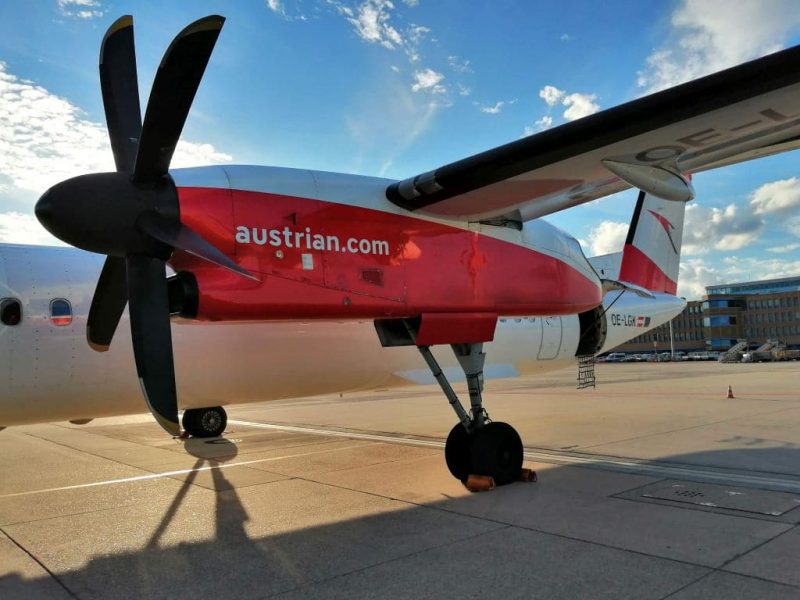 Propeller einer DHC Dash 8-400 von Austrian Airlines (Foto: Jan Gruber).