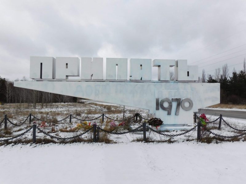 Place name sign for the abandoned city of Pripyat (Photo: Jan Gruber).