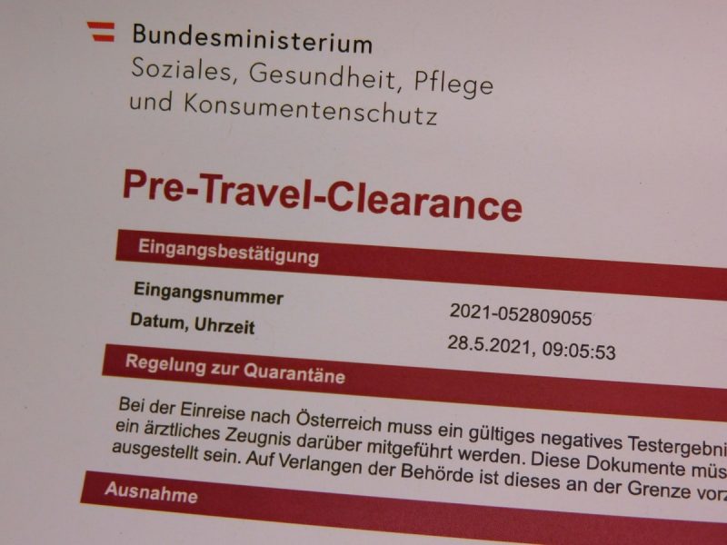 Pre-travel clearance (Photo: Jan Gruber).