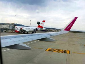 Wizz Air and Austrian Airlines at Pristina Airport (Photo: Granit Pireci).